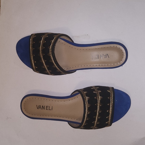 Blue and Gold Slip on sandals - Picture 3 of 3